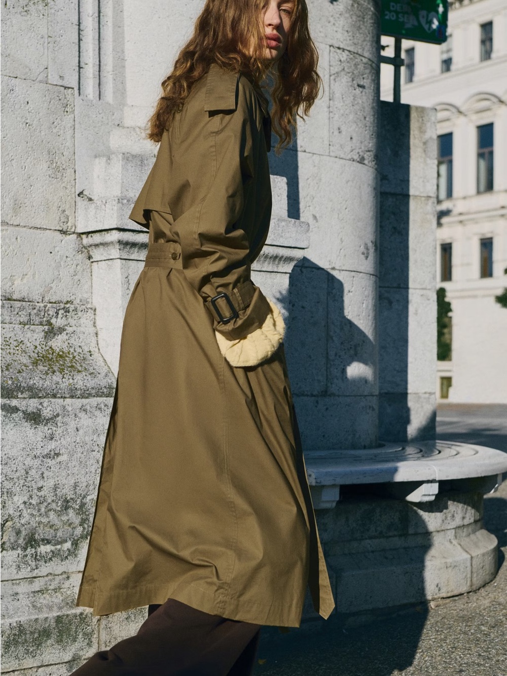 Mango Olive Trench Coat